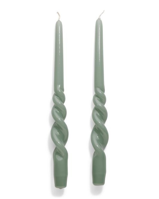 Made In Italy Set Of 2 11in Lacquered Tall Twisted Taper Candles | TJ Maxx