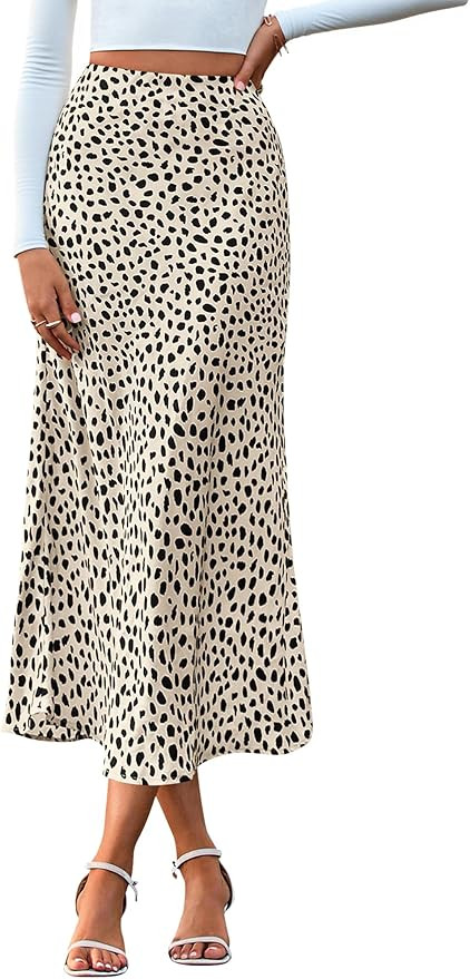 BTFBM Satin Skirts for Women 2025 Fall Winter High Waisted A-Line Leopard Print Floral Cocktail W... | Amazon (US)