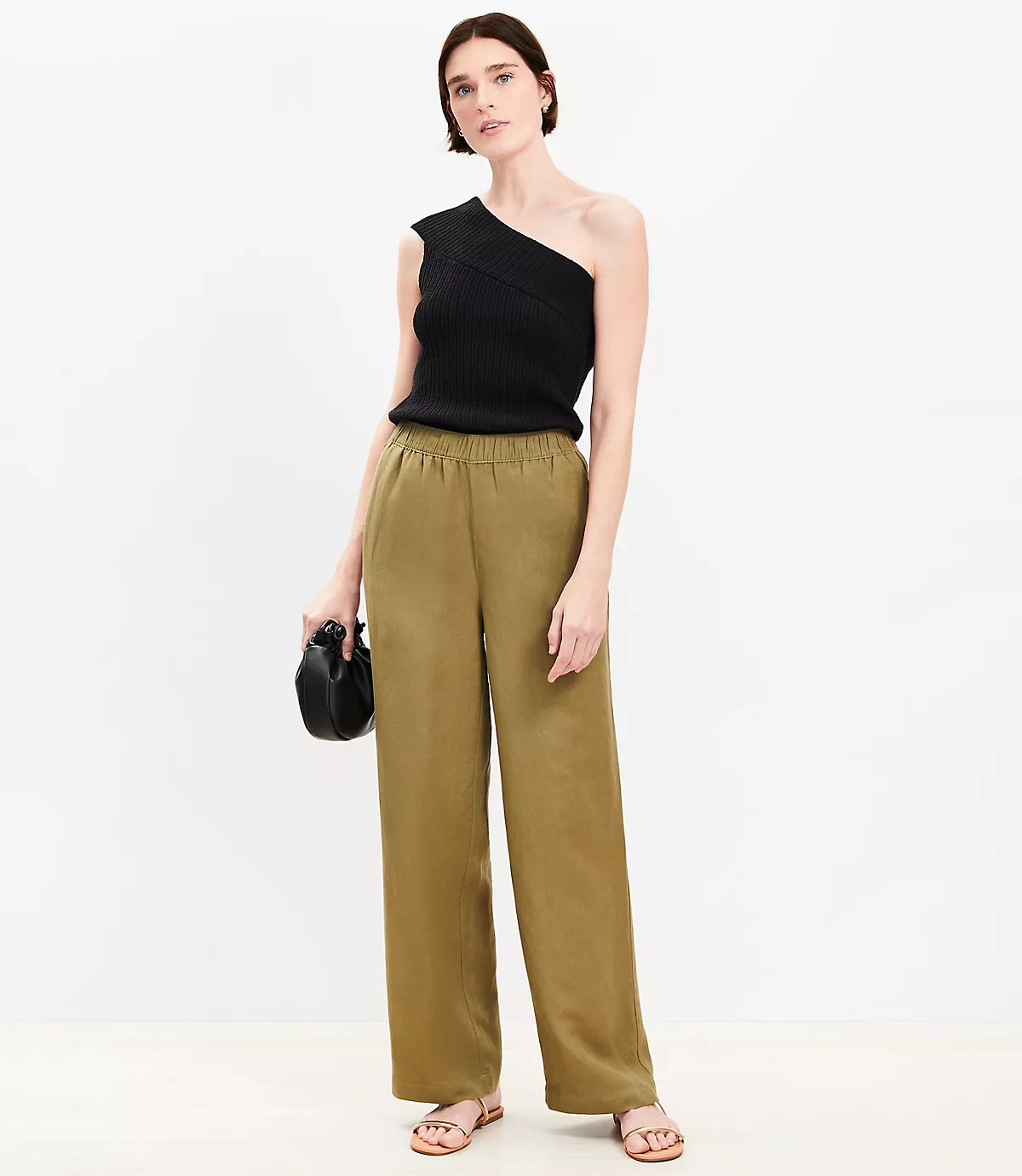 Pull On Straight Pants in Linen Blend | LOFT