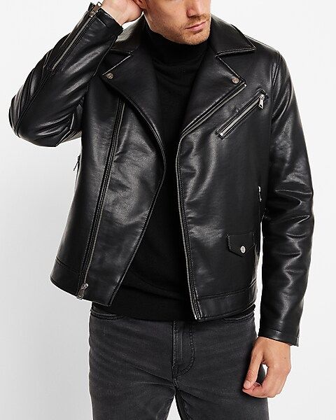 Black Faux Leather Moto Jacket | Express