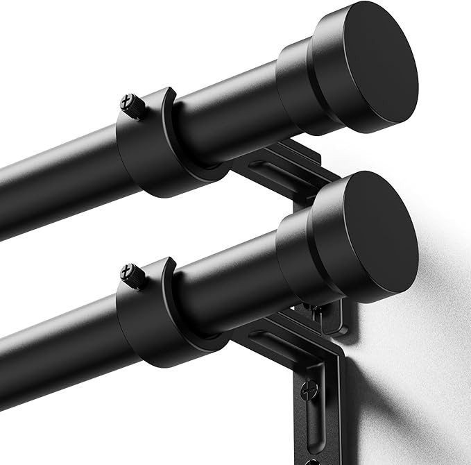 Amazon.com: YaFex Curtain Rods 2 Pack 32-58 Inch, Heavy Duty 1 Inch Curtain Rod, Black Short Adju... | Amazon (US)