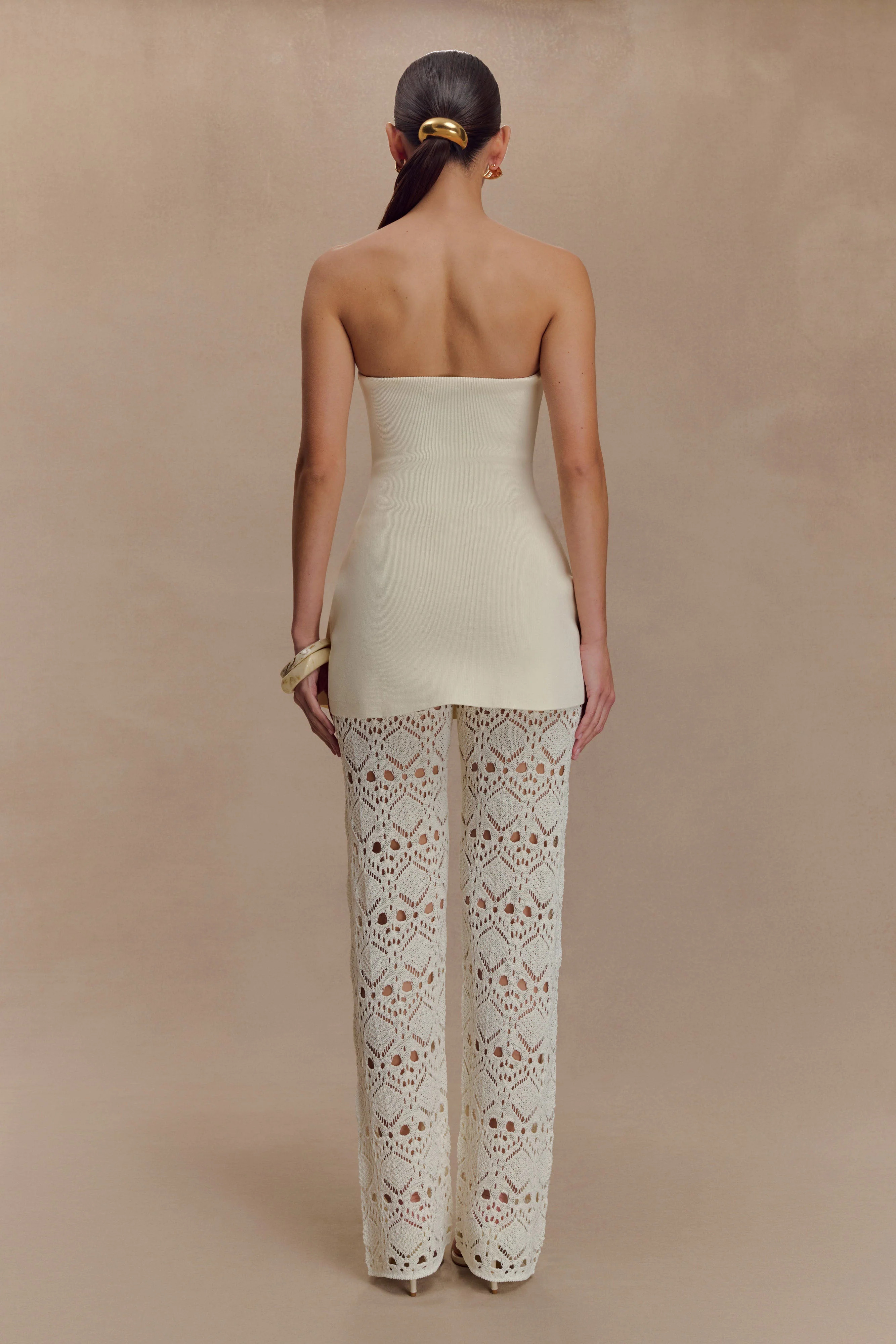 Crochet Knit Pants - Ivory | MESHKI US