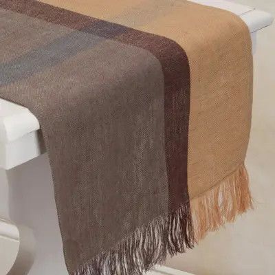 Sustainable Threads Hinterland Handwoven Linen Table Runner in Cafe Con Leche - 14"" X 72"" at Nordstrom, Size Medium | Nordstrom