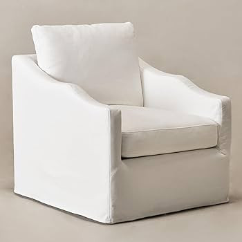 KINWELL 28" Wide Upholstered Down Fill Slipcovered Swivel Barrel Chair, Modern Comfy Swivel Accen... | Amazon (US)