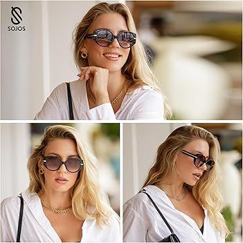 SOJOS Trendy Round Sunglasses For Womens Square Retro Women Cute UV400 Sun Glasses SJ2326 | Amazon (US)