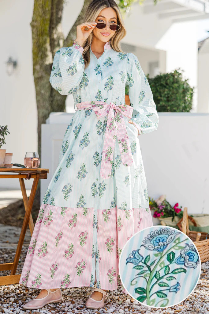 Kind of Perfect Light Blue Medallion Midi Dress | The Mint Julep Boutique