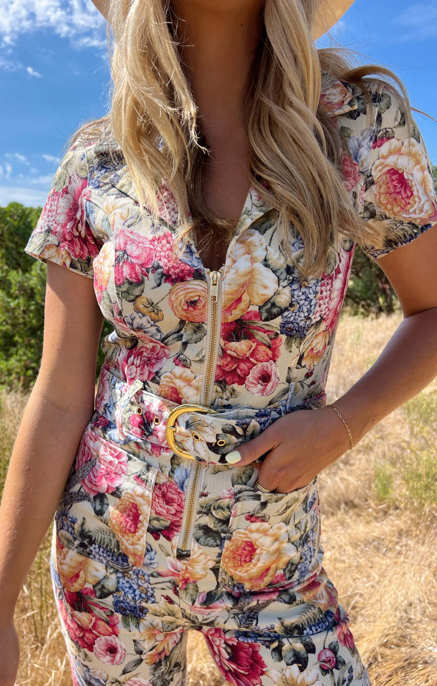 Jacksonville Short Sleeve Cropped Jumpsuit ~ Sage Dusty Meadows Denim | Show Me Your Mumu