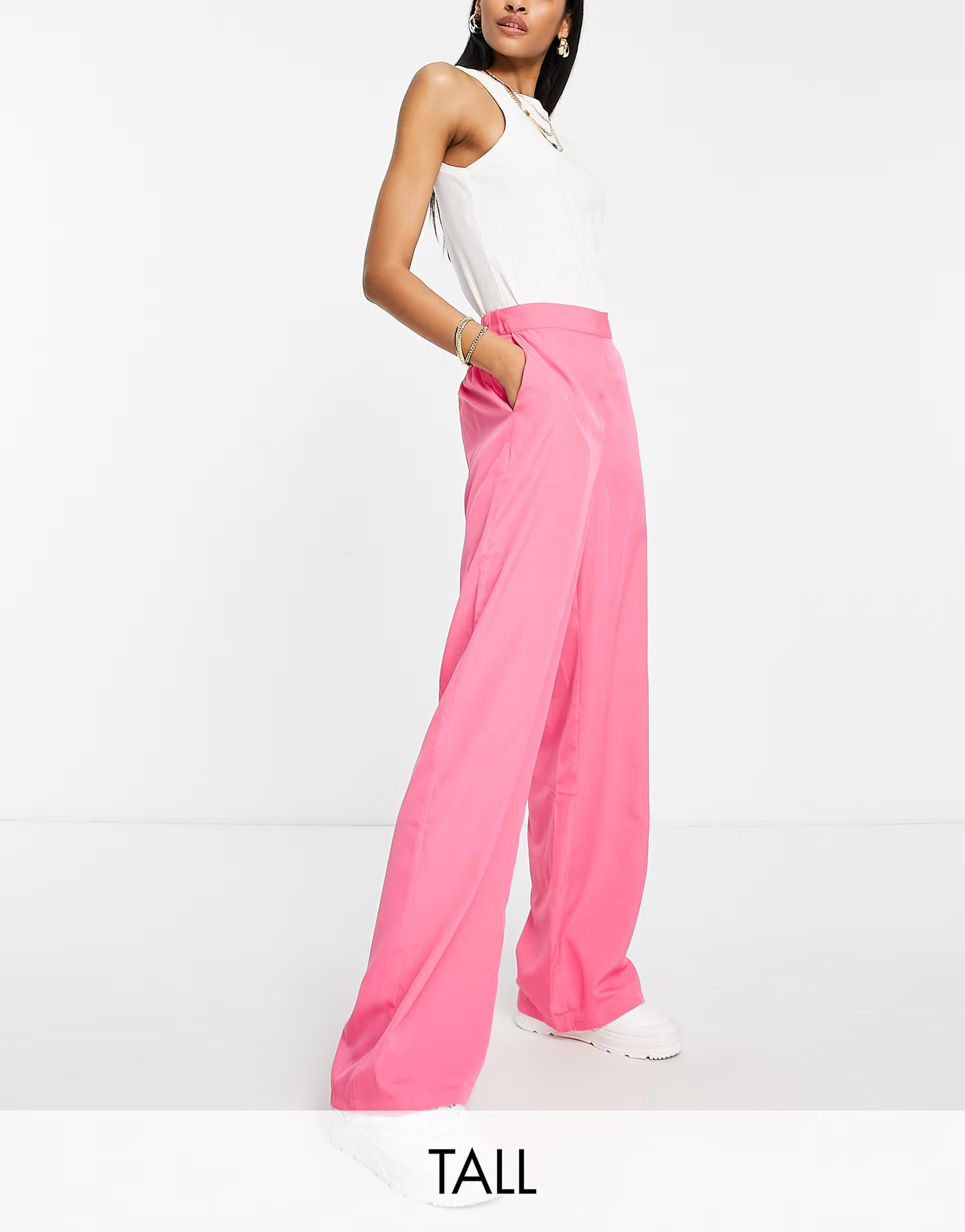 Vero Moda Tall - Broek met wijde pijpen in roze | ASOS | ASOS (Global)