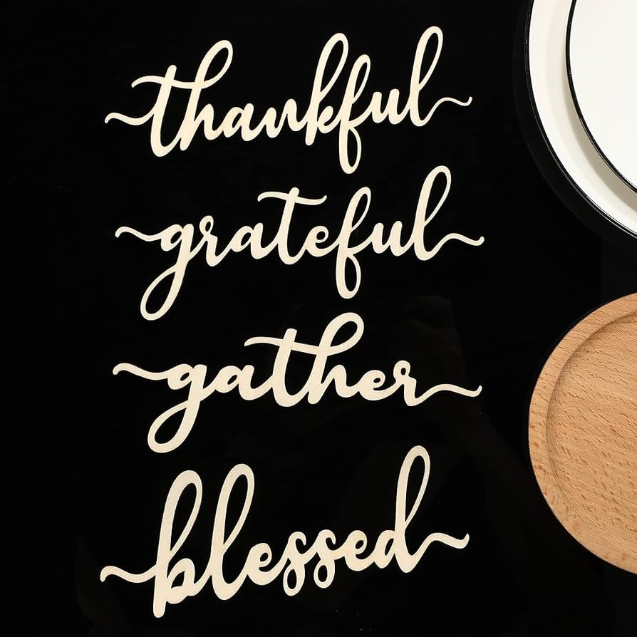 8 Pieces Thanksgiving Wood Cutout Sign Thankful Grateful Blessed Gather Sign Unfinished Rustic Wo... | Amazon (US)