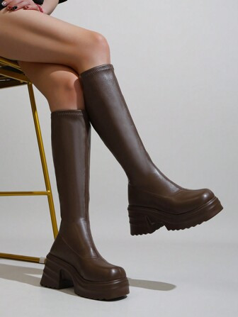 TendenciasBotas de tacón alto de punta fina con flecos y estilo caballero plateado, adecuadas pa... | SHEIN
