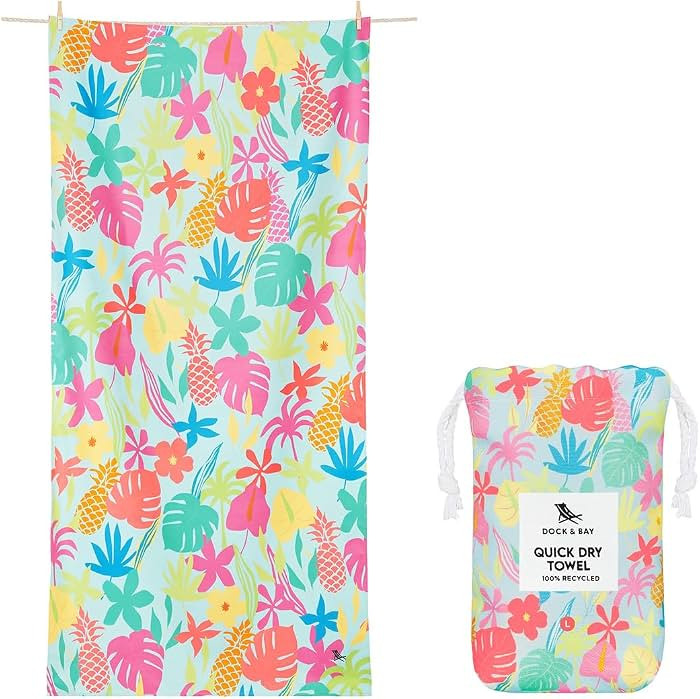 Dock & Bay Beach Towel - Quick Dry, Sand Free - Compact, Lightweight - 100% Recycled - Includes B... | Amazon (US)