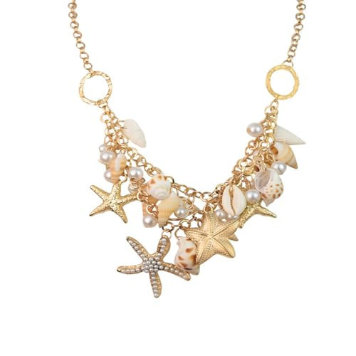 HETICA Shell Charm Necklace for Women Conch Starfish Shell Beach Necklace Fashion Women Summer Ocean Necklace Jewelry | Amazon (US)