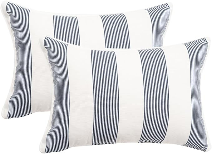2 Pack Outdoor Throw Pillows 21x15 Inch Water-Resistant Decorative Pillow Cushions with Insert fo... | Amazon (US)