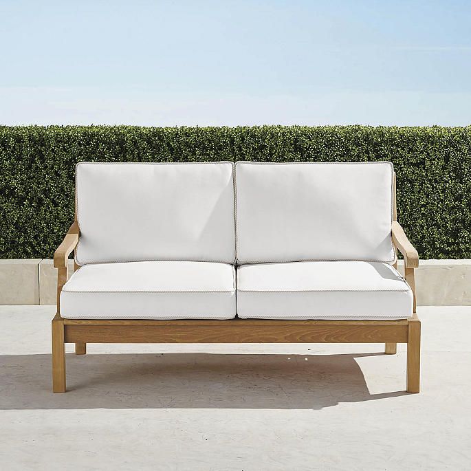 Cassara Loveseat with Cushions in Natural Finish | Frontgate | Frontgate