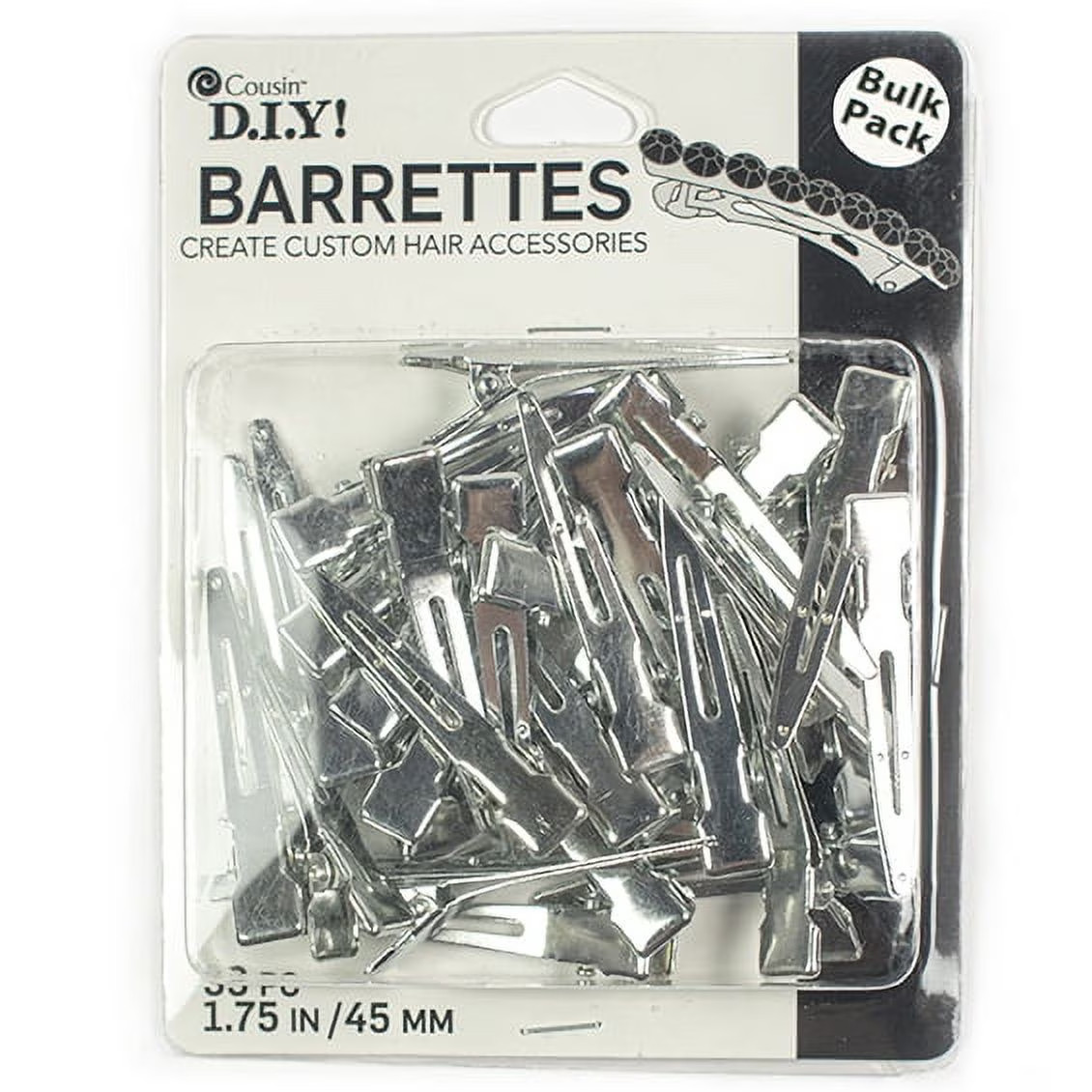 Cousin DIY 1.75 in Single Prong Metal Hair Clip, Bulk Pack of 33, Silver | Walmart (US)