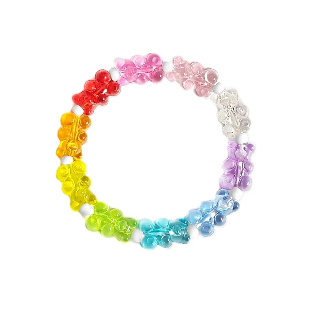 Colourful Cute Gummy Bear Bracelet Earring Necklace Set Colorful Resin Bear Jewellery for Women T... | Amazon (US)