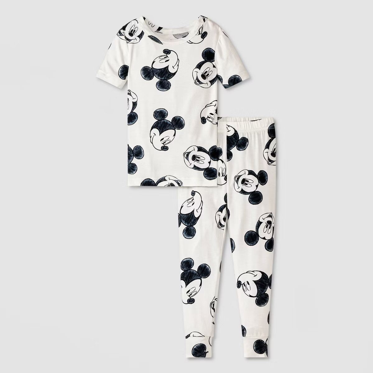 Toddler 2pc Snug Fit Mickey Mouse and Friends Pajama Set - White | Target