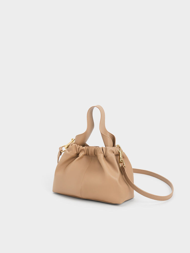 Ally Ruched Slouchy Chain-Handle Bag - Sand | Charles & Keith UK