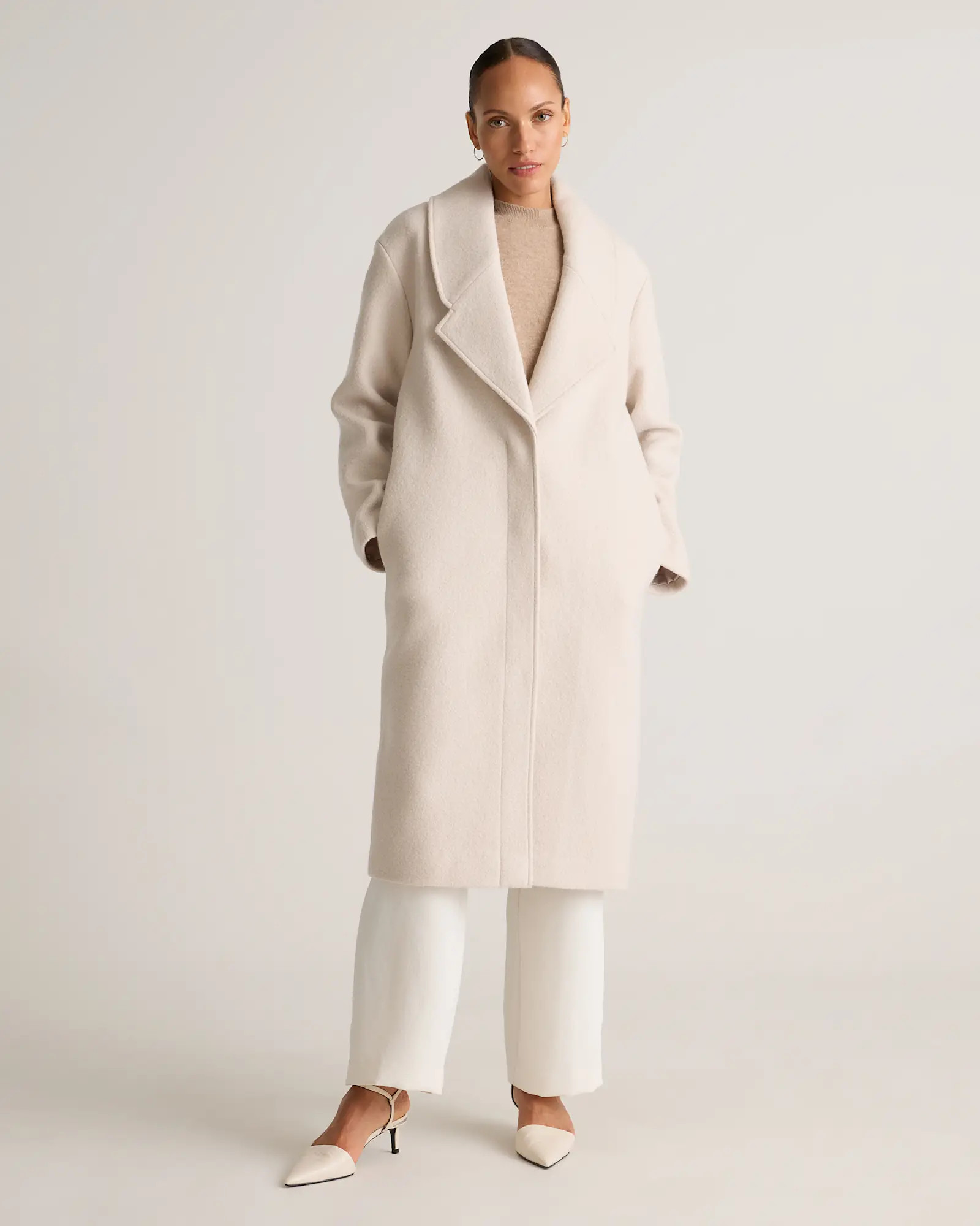 100% Merino Wool Shawl Collar Long Coat | Quince