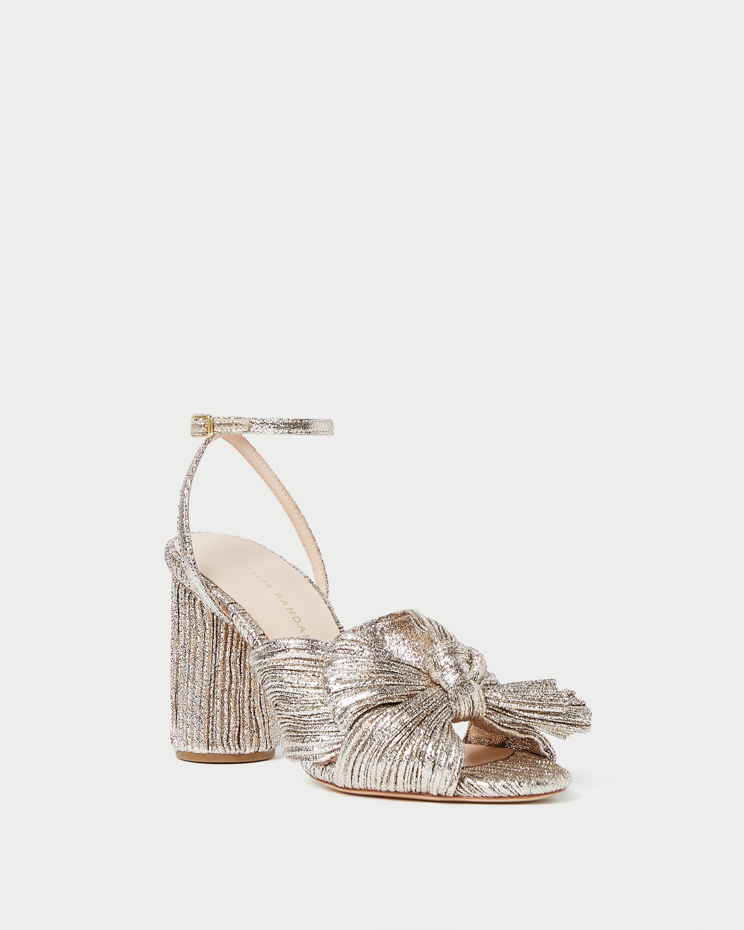 Camellia Champagne Pleated Bow Heel | Loeffler Randall