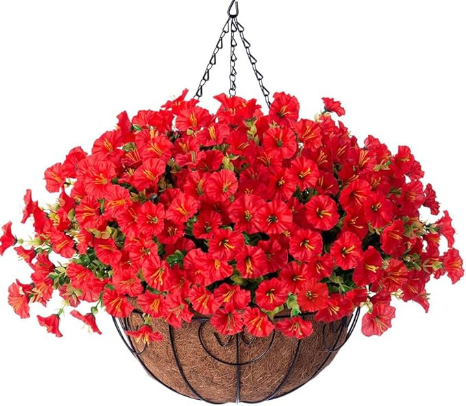 HyeFlora Artificial Fake Hanging Flowers for Outdoors Baskets Spring Decor, Faux Hanging Plants O... | Amazon (US)