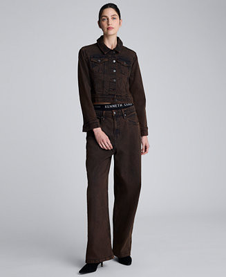 Kenneth Cole Women's Cropped Trucker Jacket - Macy's | Macy's