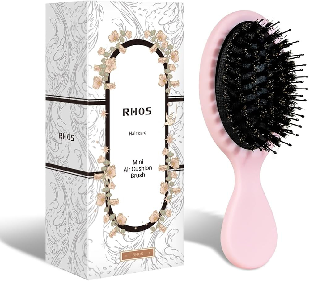 Mini Hair Brush, Travel Small Boar Bristle Hair Brush for Women Kid, Travel Size for Purse, Light... | Amazon (US)