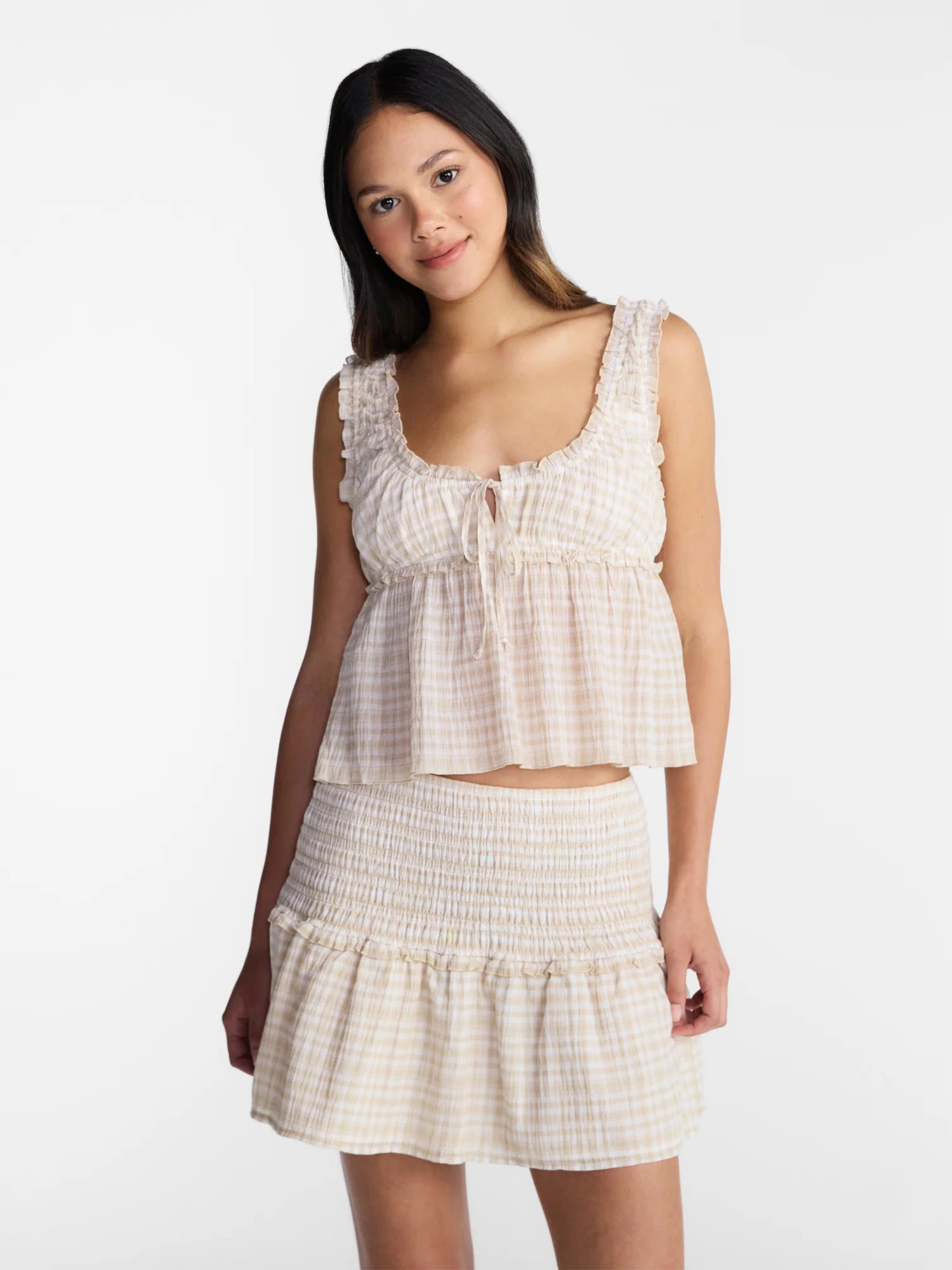 No Boundaries Woven Smocked Top and Skirt Set, 2 Piece, Women\u2019s XXS-XXL | Walmart (US)