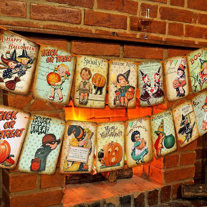Halloween Holiday Decorations Trick or Treat Banner, Vintage Style Pumpkin Halloween Hanging Bann... | Amazon (US)