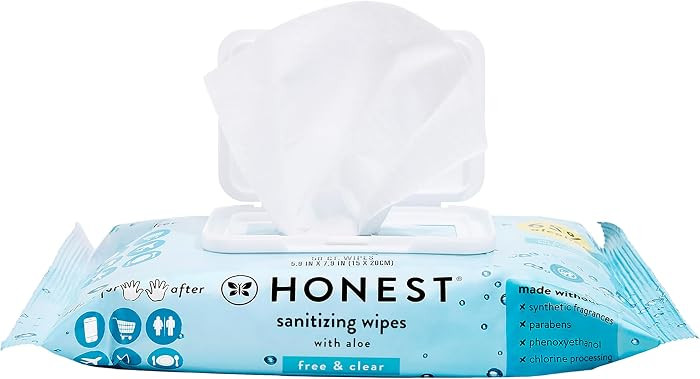 The Honest Company Fragrance Free Sanitizing Alcohol Wipes | Antibacterial + Safe for Hands | Kil... | Amazon (US)
