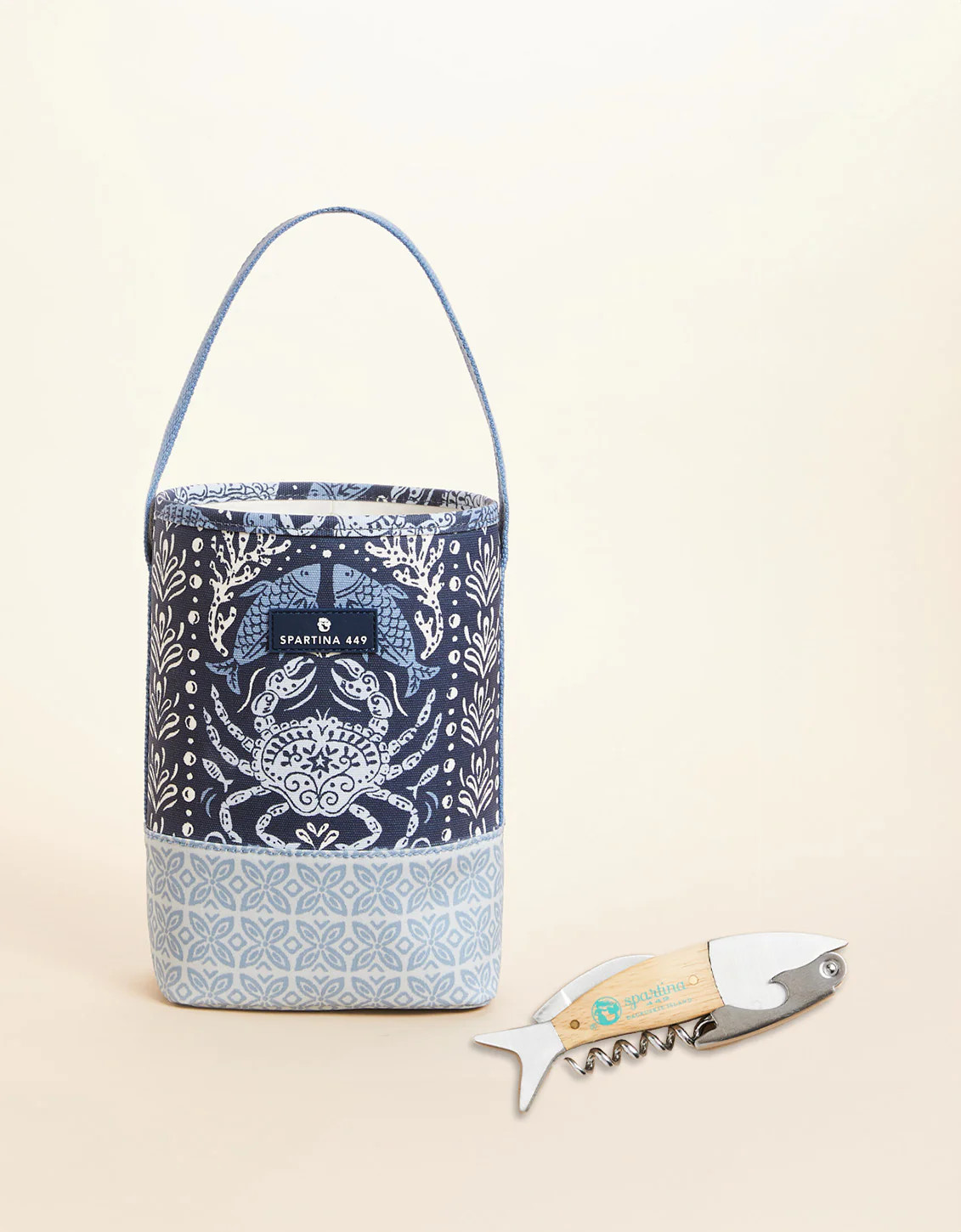 Double Wine Caddy Hamilton Sea Life with Wine Corkscrew | Spartina 449