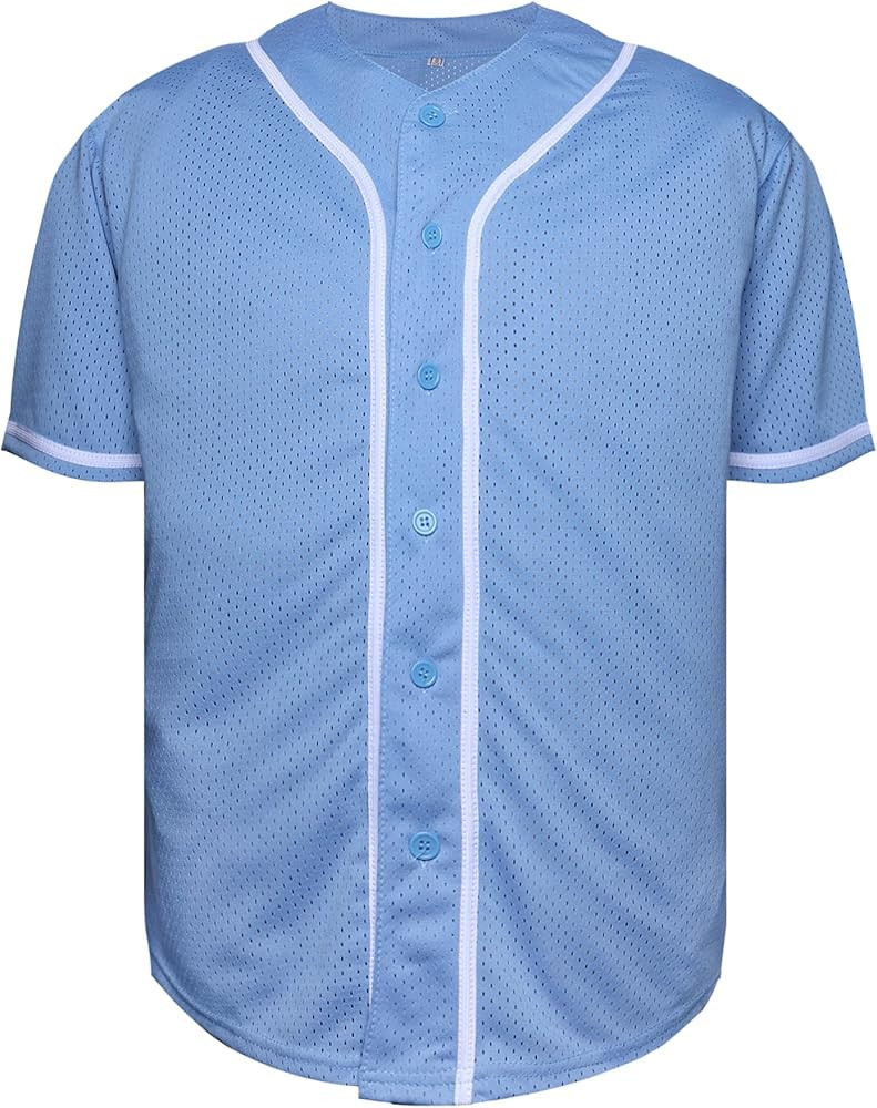Blank Baseball Jersey Shirt for Men Mesh Plain Casual Short Sleeves Button Down T-Shirt | Amazon (US)