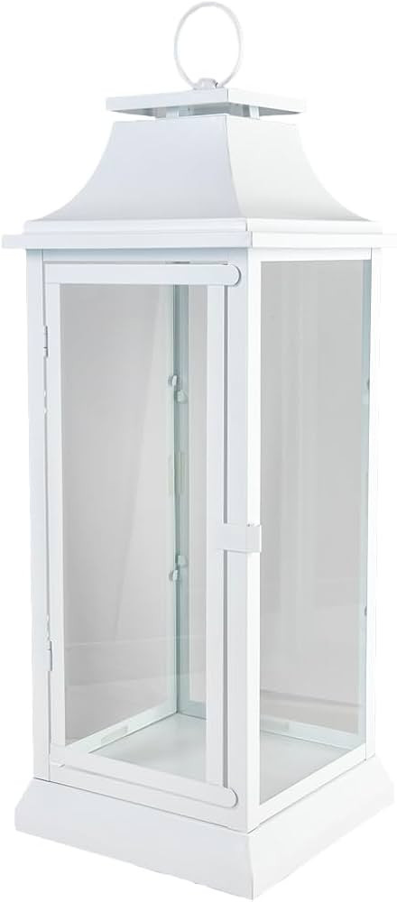 Serene Spaces Living White Hurricane Lanterns with Clear Glass Panels, Perfect for Home Decor, Pa... | Amazon (US)