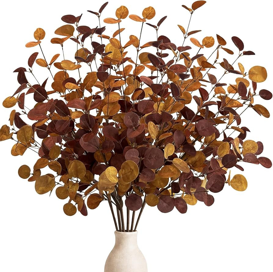Fall Decor 6Pcs 27" Faux Fall Eucalyptus Stems Leaves Decor Thanksgiving | Amazon (US)