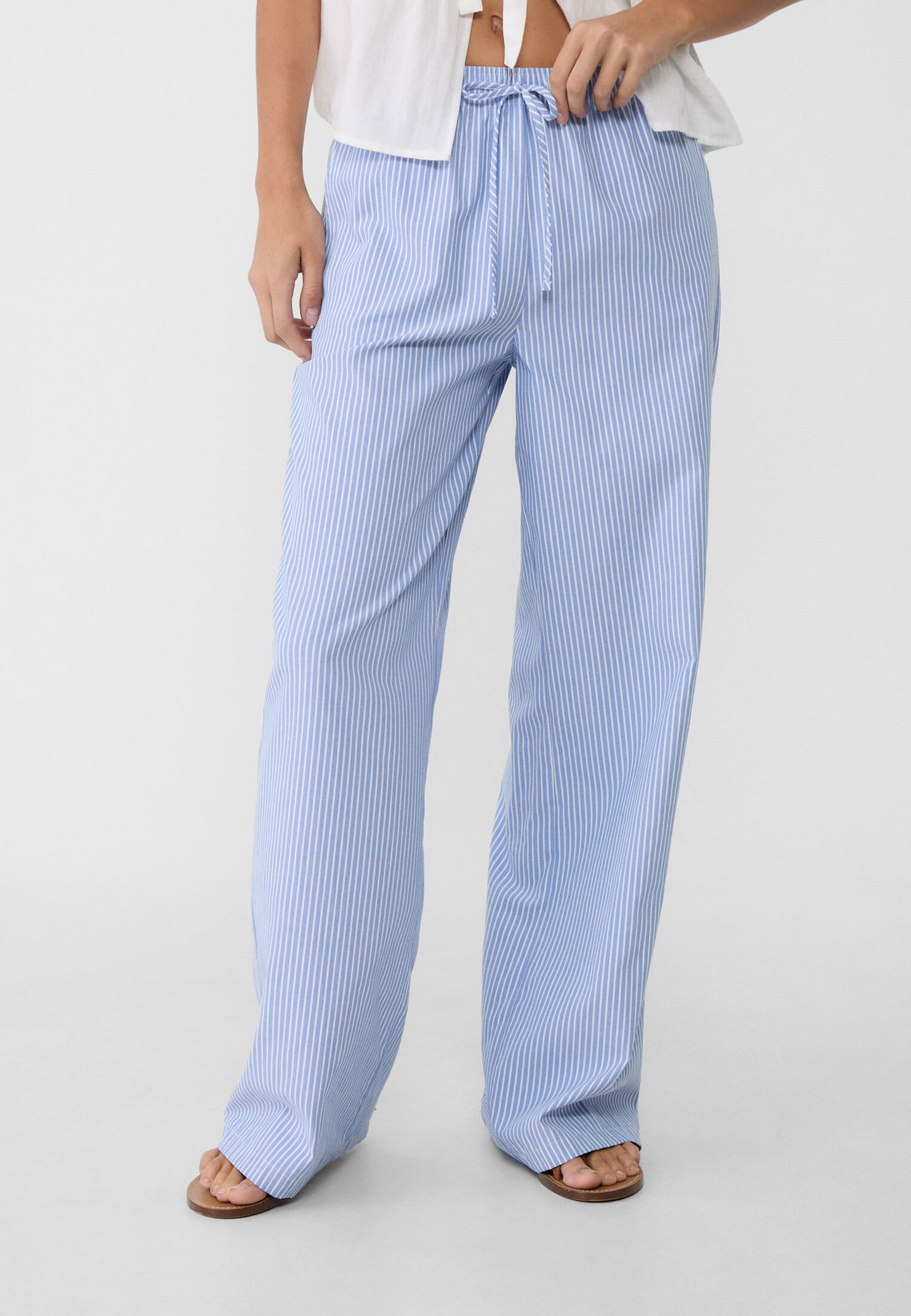 Flowing striped poplin trousers | Stradivarius (UK)