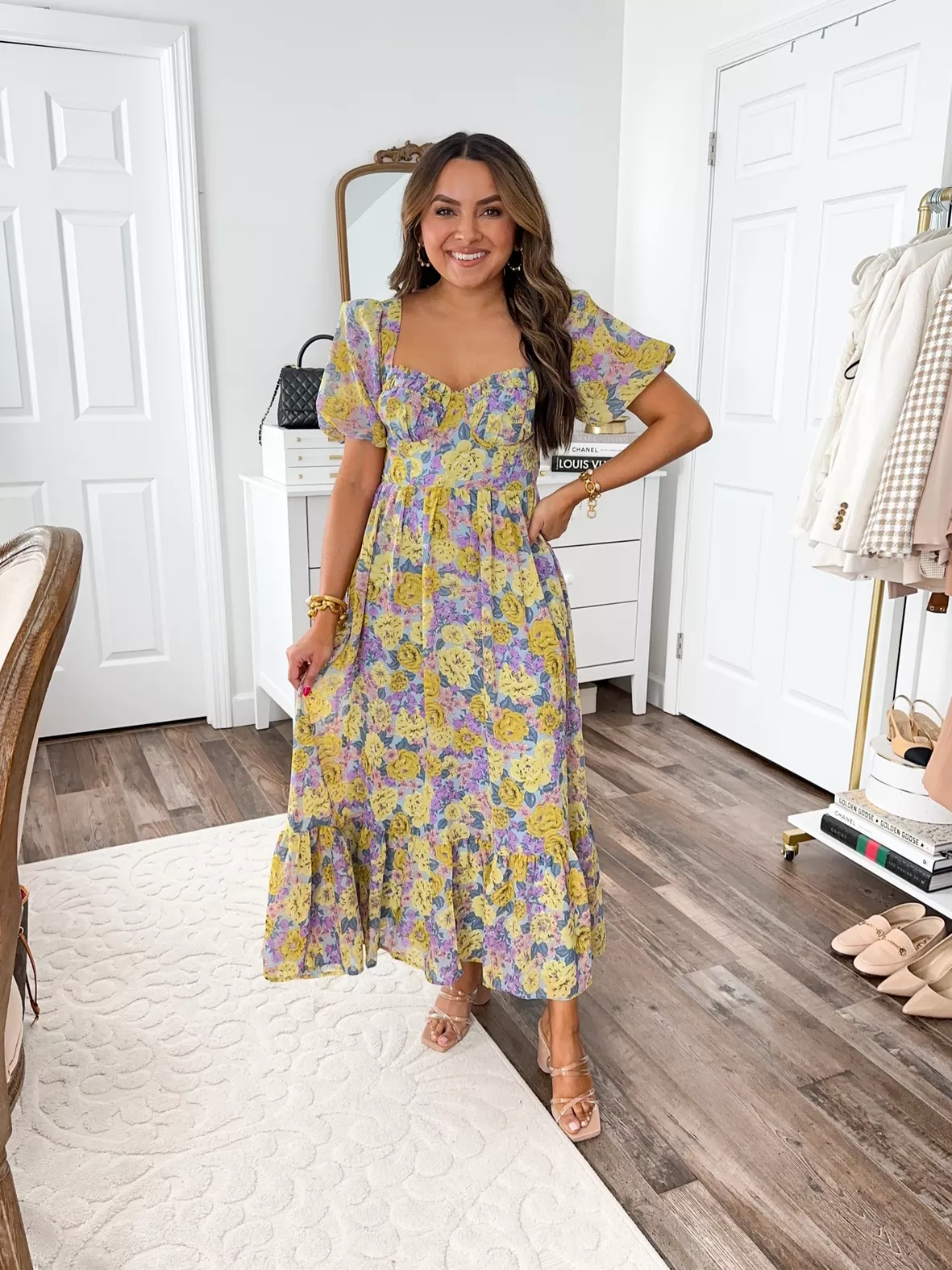 Floral Sweetheart Neck Midi Dress curated on LTK