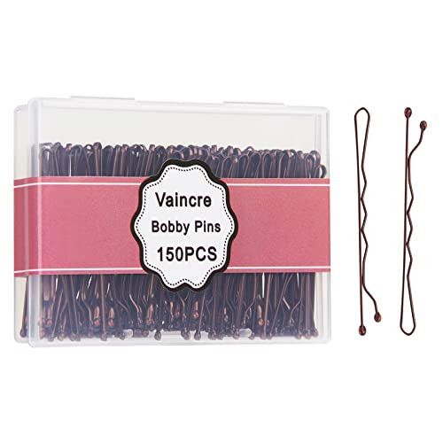 Vaincre Bobby Pin Hair Pins - 150 Count Bobby Pins Brown Bulk with Storage Case, Pain-Free Hairpin Hair Pin for Buns, Hair Accessories Hairclips Hair Clips for Women and Girls (Brown, 2 inch) | Amazon (US)