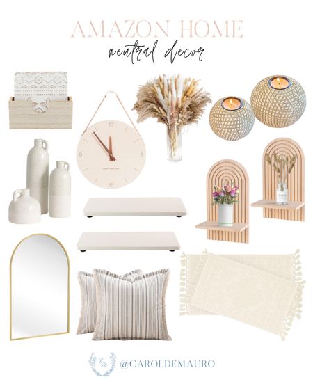 Shop the perfect items from Amazon for your home refresh this summer with these neutral decor pieces: arched mirror, wall wooden clock, tassel rugs, and more!
#transitionaldesign #minimalistaesthetic #homestyling #summerdecor

#LTKStyleTip #LTKSeasonal #LTKHome