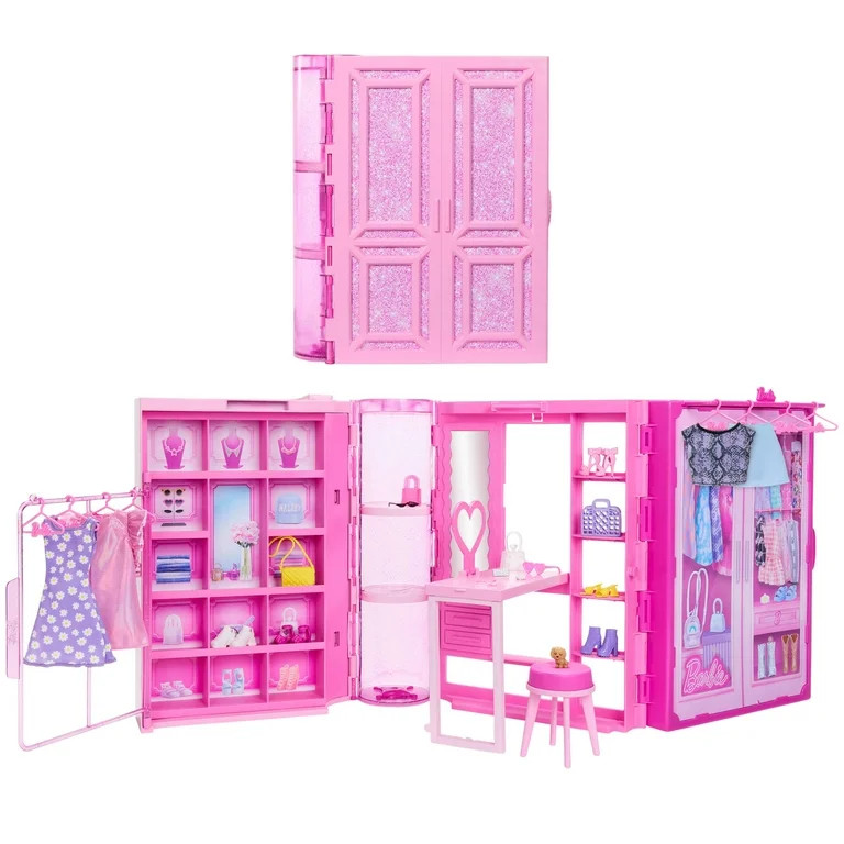 Barbie Dream Closet Toy Playset with Clothes & Accessories, 3-ft-Wide with 25+ Pieces | Walmart (US)
