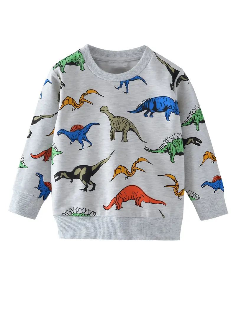 Boys Cotton Pullover Sweatshirt Dinosaur Print Kids Clothes - Temu | Temu Affiliate Program