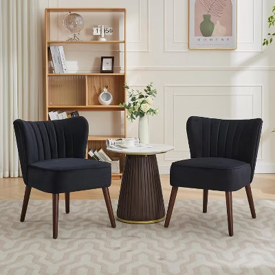 Modern Velvet Accent Chair Set of 2, Soft Upholstered Living Room Chair with Wooden Legs | Target