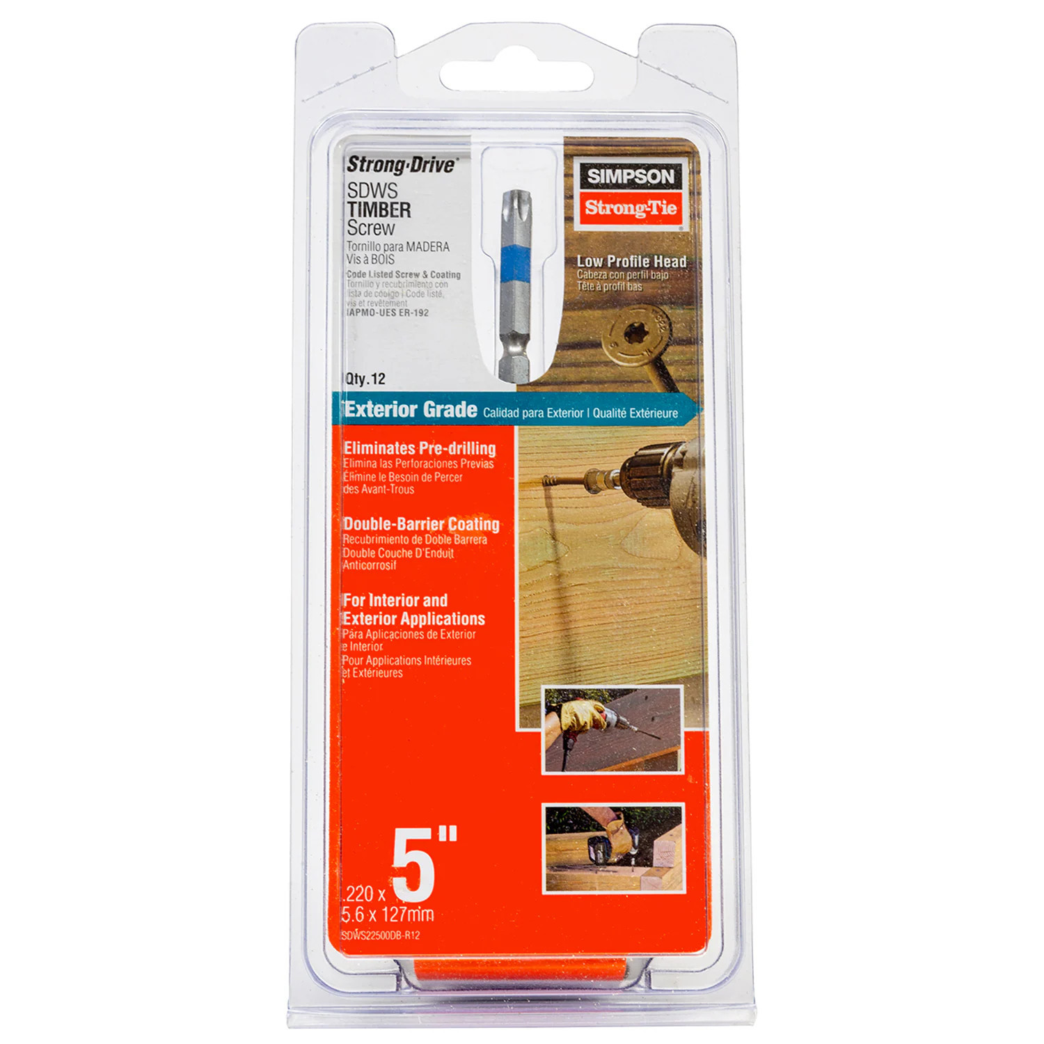 Simpson Strong-Tie #12 x 5-in Double-barrier Strong-Drive SDWS Timber Exterior Wood Screws (12-Per Box) | SDWS22500DB-R12 | Lowe's