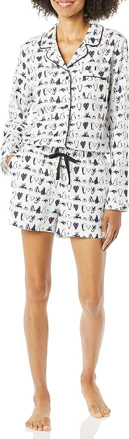 Amazon Essentials Women's Lightweight Woven Flannel Pajama Set with Shorts | Amazon (US)