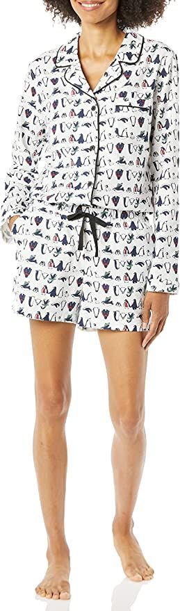 Amazon Essentials Women's Lightweight Woven Flannel Pajama Set with Shorts | Amazon (US)