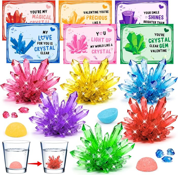 24PCS Crystal Growing Kit Valentines Day Gifts for Kids, Science Kits with Valentines Day Cards f... | Amazon (US)