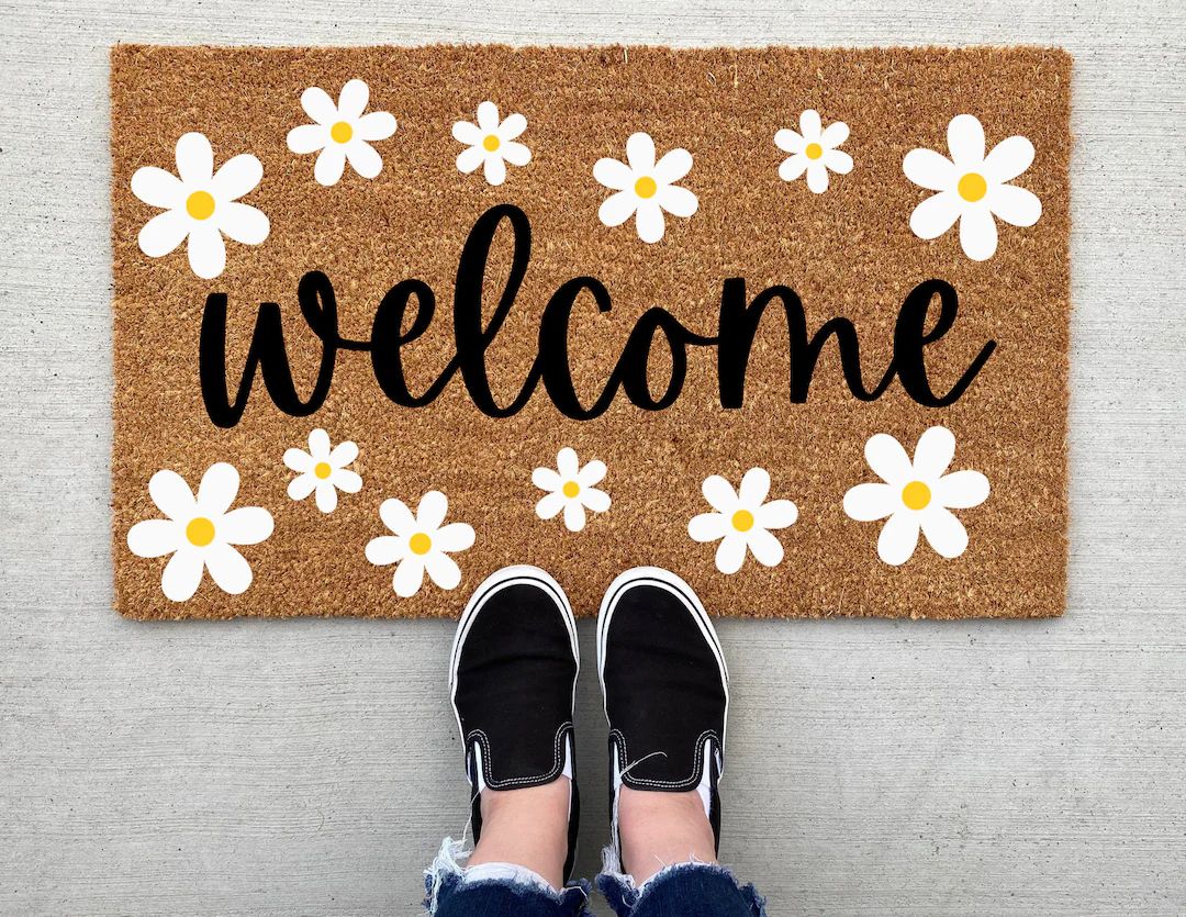 Daisy Doormat Spring Doormat Spring Decor Personalized - Etsy | Etsy (US)