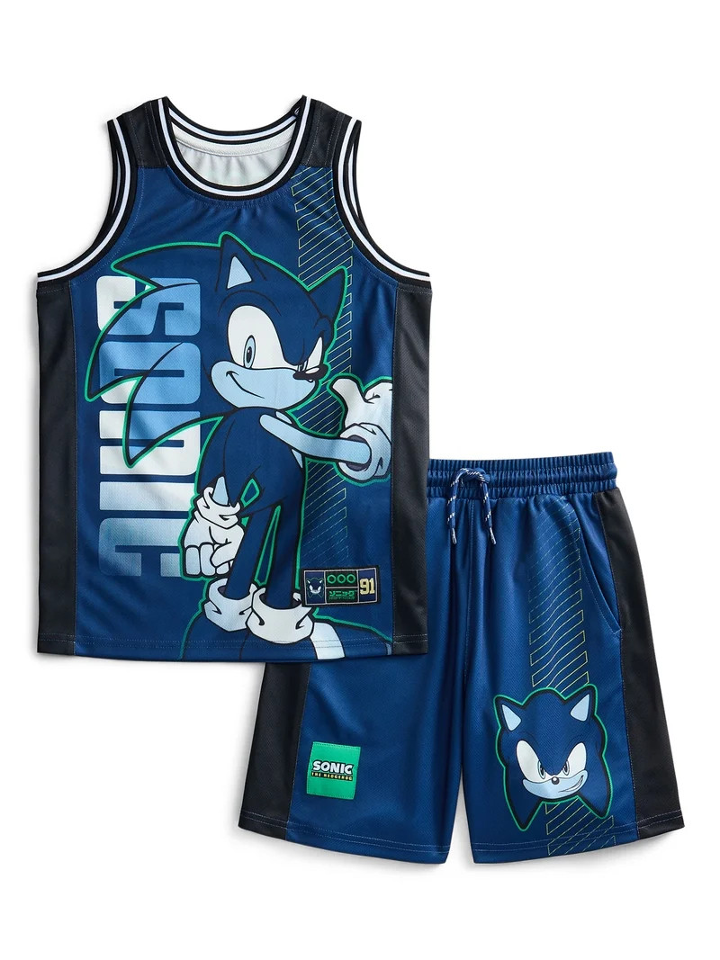 Sonic the Hedgehog Boys Basketball Jersey and Shorts Set, 2-Piece, Sizes 4-12 | Walmart (US)