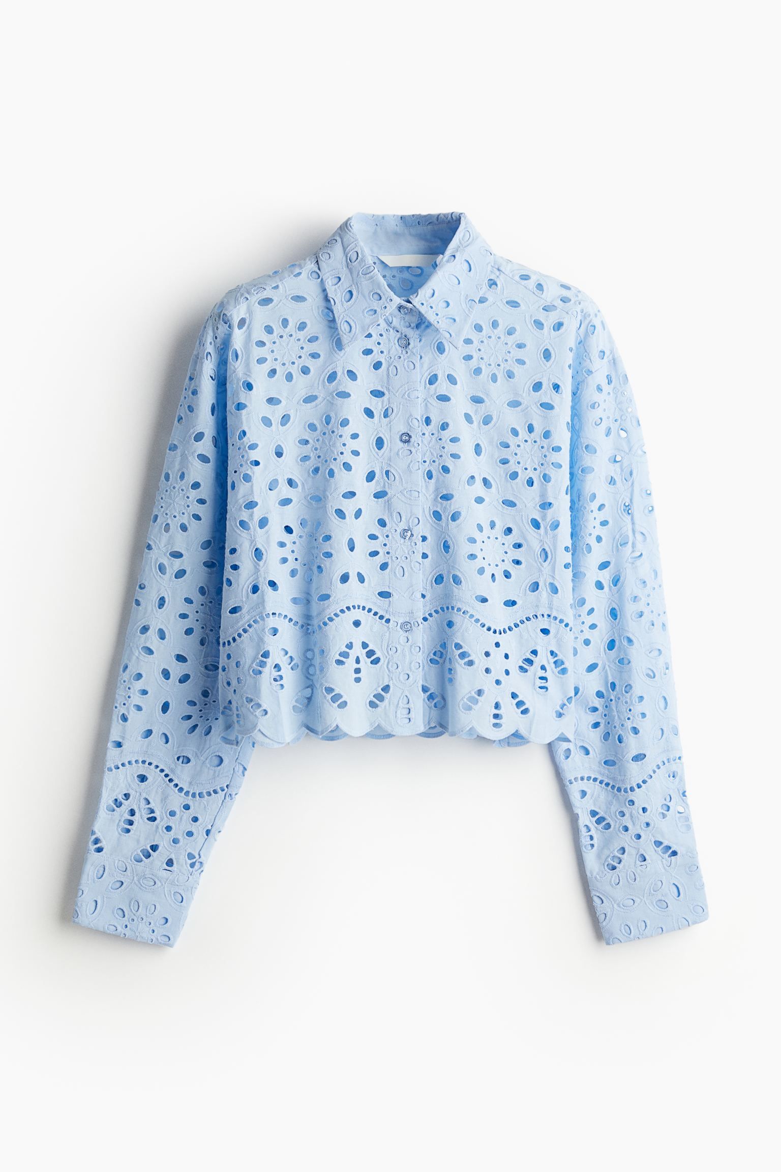 Broderie anglaise shirt - Light blue - Ladies | H&M GB | H&M (UK, MY, IN, SG, PH, TW, HK)