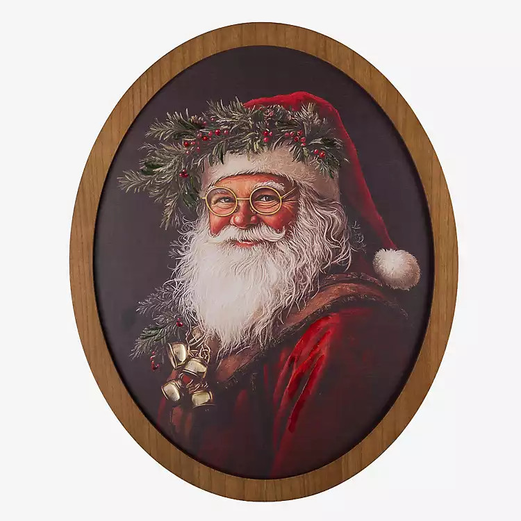 Oval Holly Santa Portrait Framed Art Print | Kirklands
