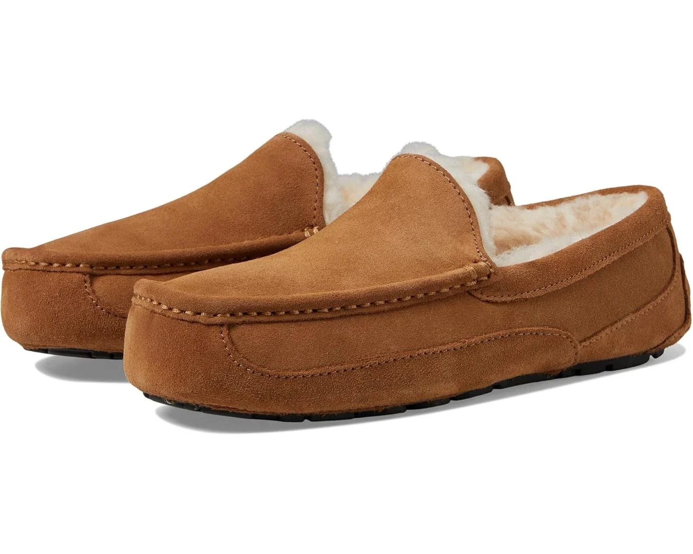Men's UGG Ascot 1101110W-CHE Chestnut Suede Wool Lined Moc Toe Slippers GUG243 | Shop Simon